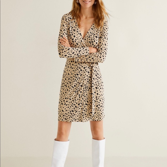 mango leopard wrap dress